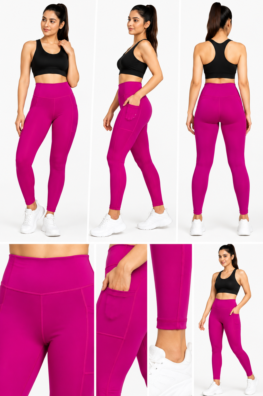 High Waist 2 Pocket Dry Fit 4 Way Lycra Leggings for Women