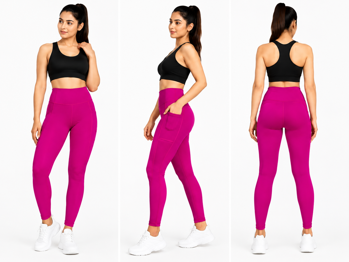 High Waist 2 Pocket Dry Fit 4 Way Lycra Leggings for Women
